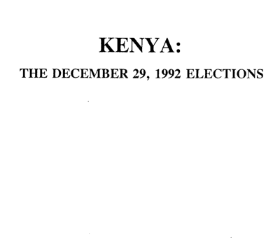 Kenya: the Dec 29 1992 Elections