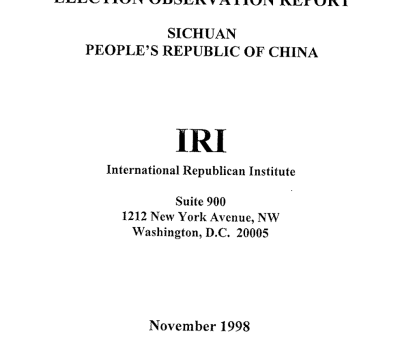 Election Observation Report: Sichuan People's Republic of China (Nov 1998)