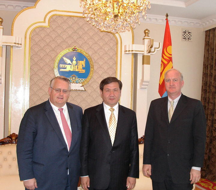 Left to right: Williamson, President Enkhbayar, and Craner.