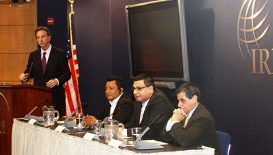 Pictured from left to right: Ambassador Garza, Mayor Amilpas, Luis Najera and Ricardo Chavira.